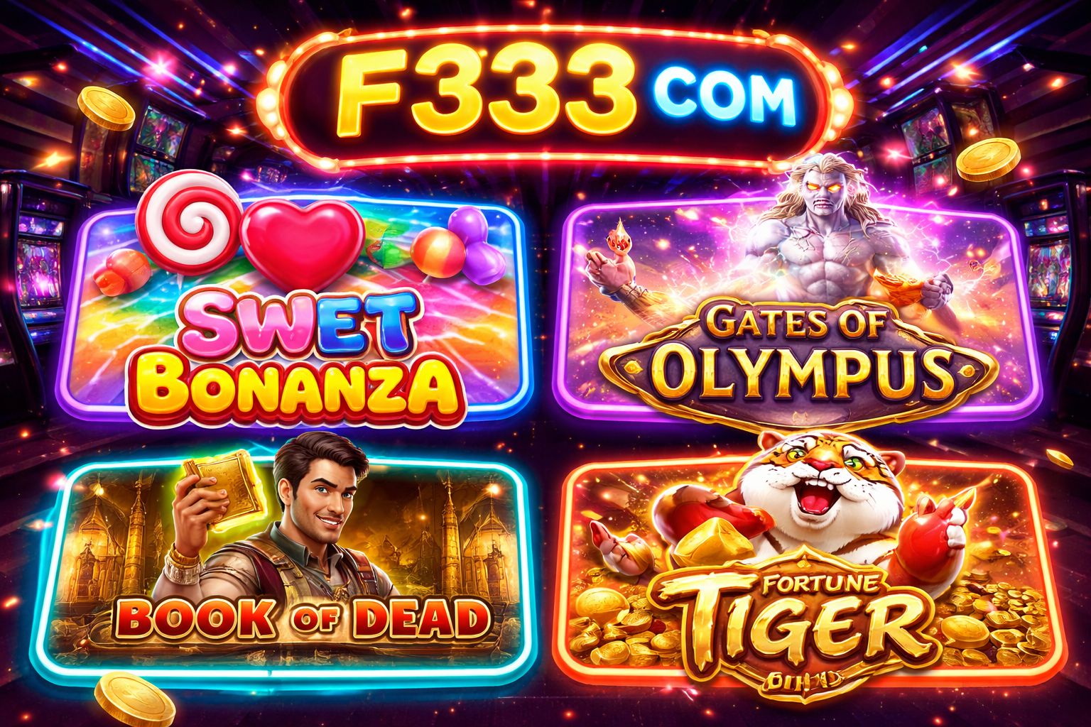 F333 COM স্লটস হোমপেজে নির্বাচিত স্লট শিরোনাম